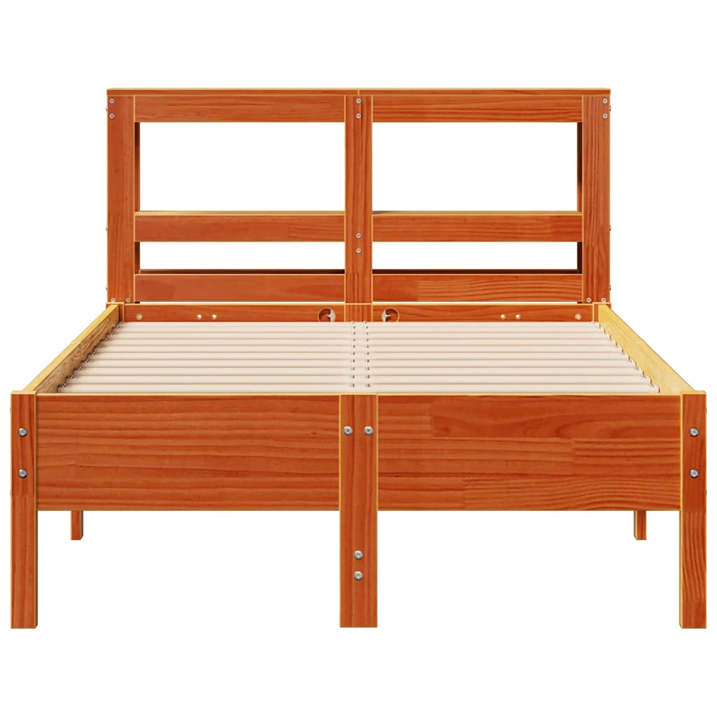 viaszbarna tömör fenyőfa ágy matrac nélkül 120 x 200 cm
