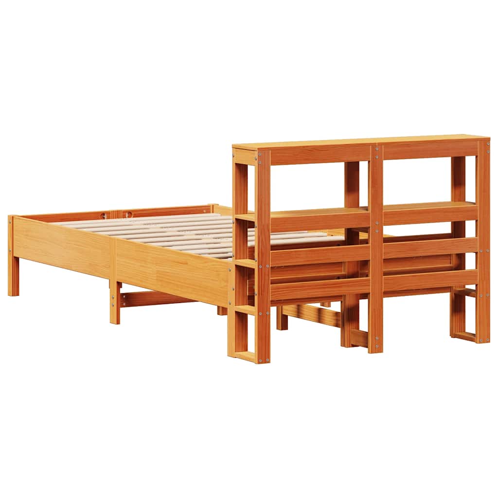 viaszbarna tömör fenyőfa ágy matrac nélkül 120 x 200 cm