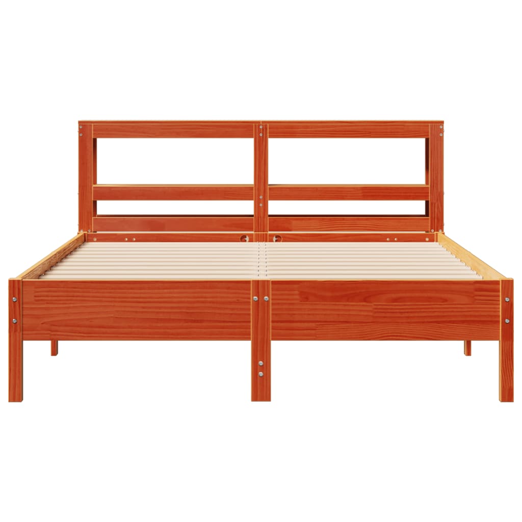 viaszbarna tömör fenyőfa ágy matrac nélkül 140 x 190 cm