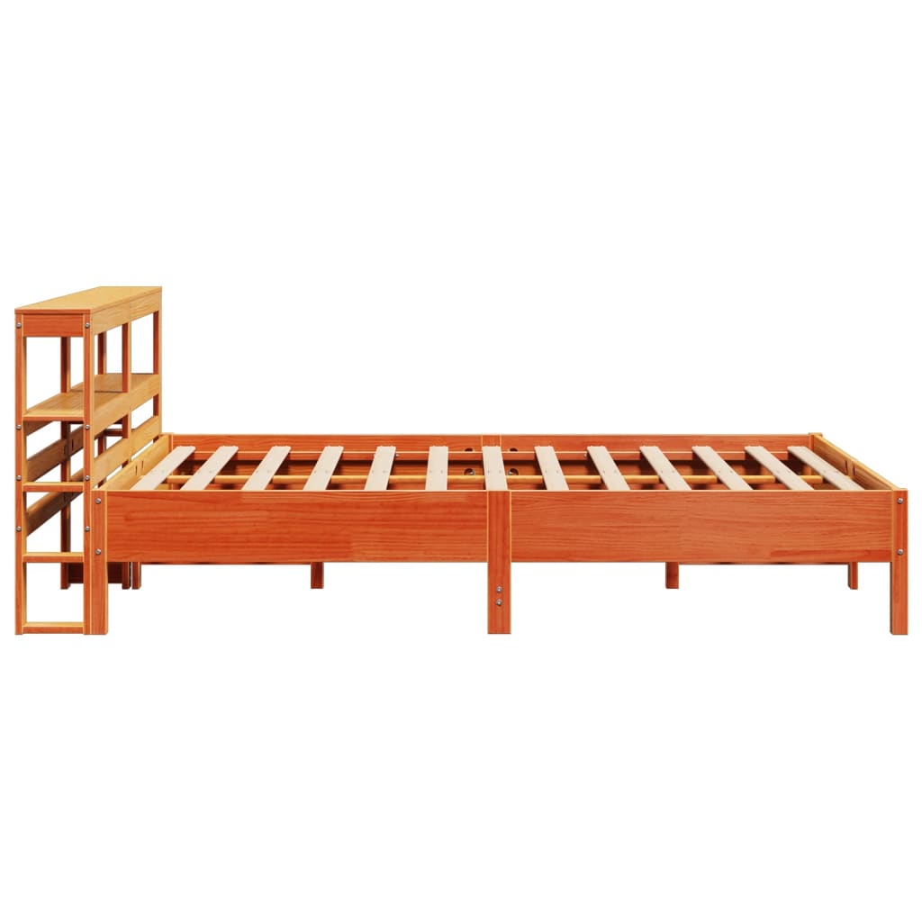 viaszbarna tömör fenyőfa ágy matrac nélkül 140 x 190 cm
