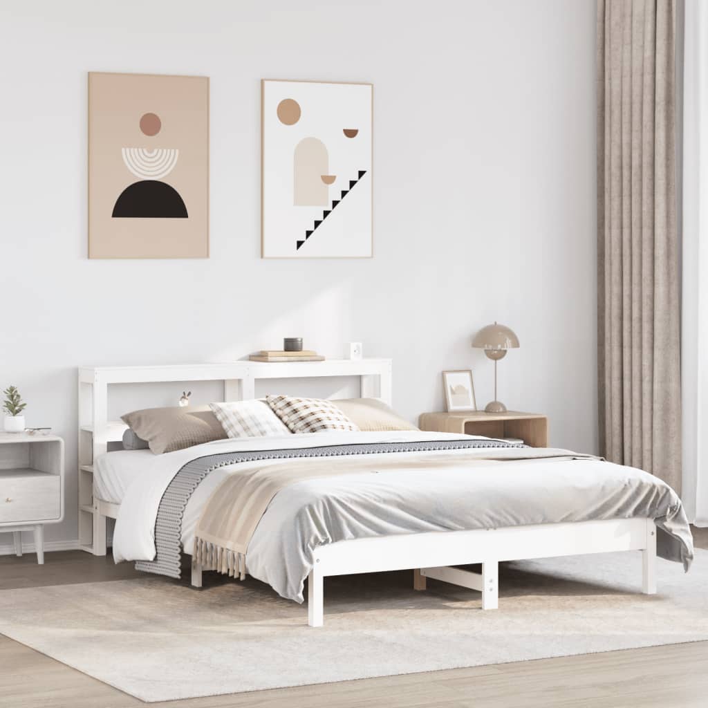 fehér tömör fenyőfa ágy matrac nélkül 135 x 190 cm