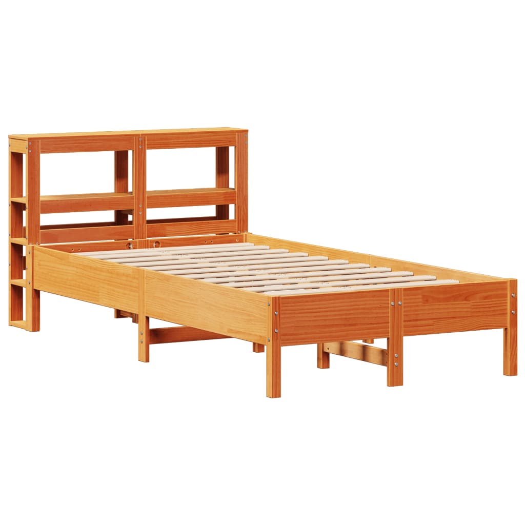 viaszbarna tömör fenyőfa ágy matrac nélkül 120 x 190 cm