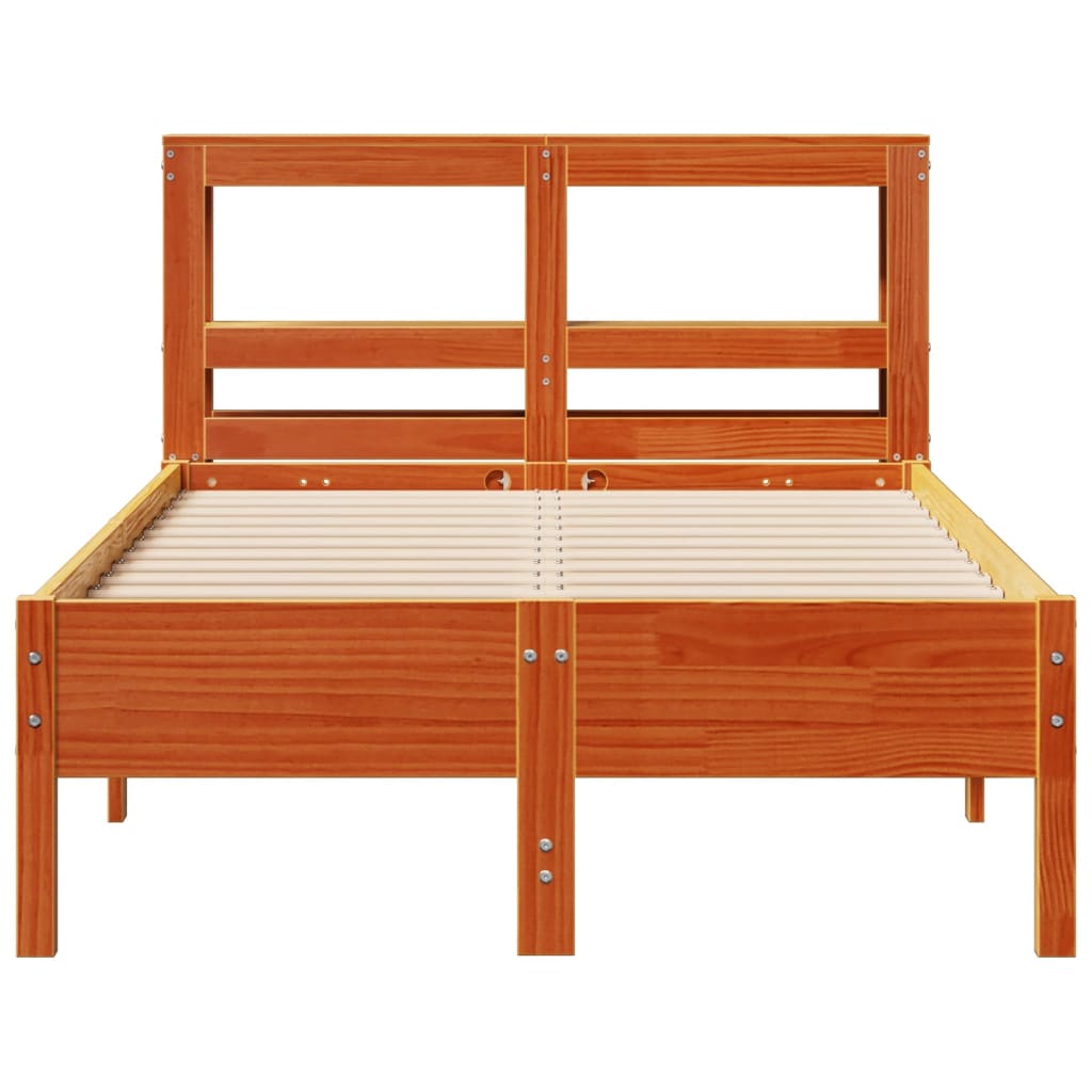 viaszbarna tömör fenyőfa ágy matrac nélkül 120 x 190 cm