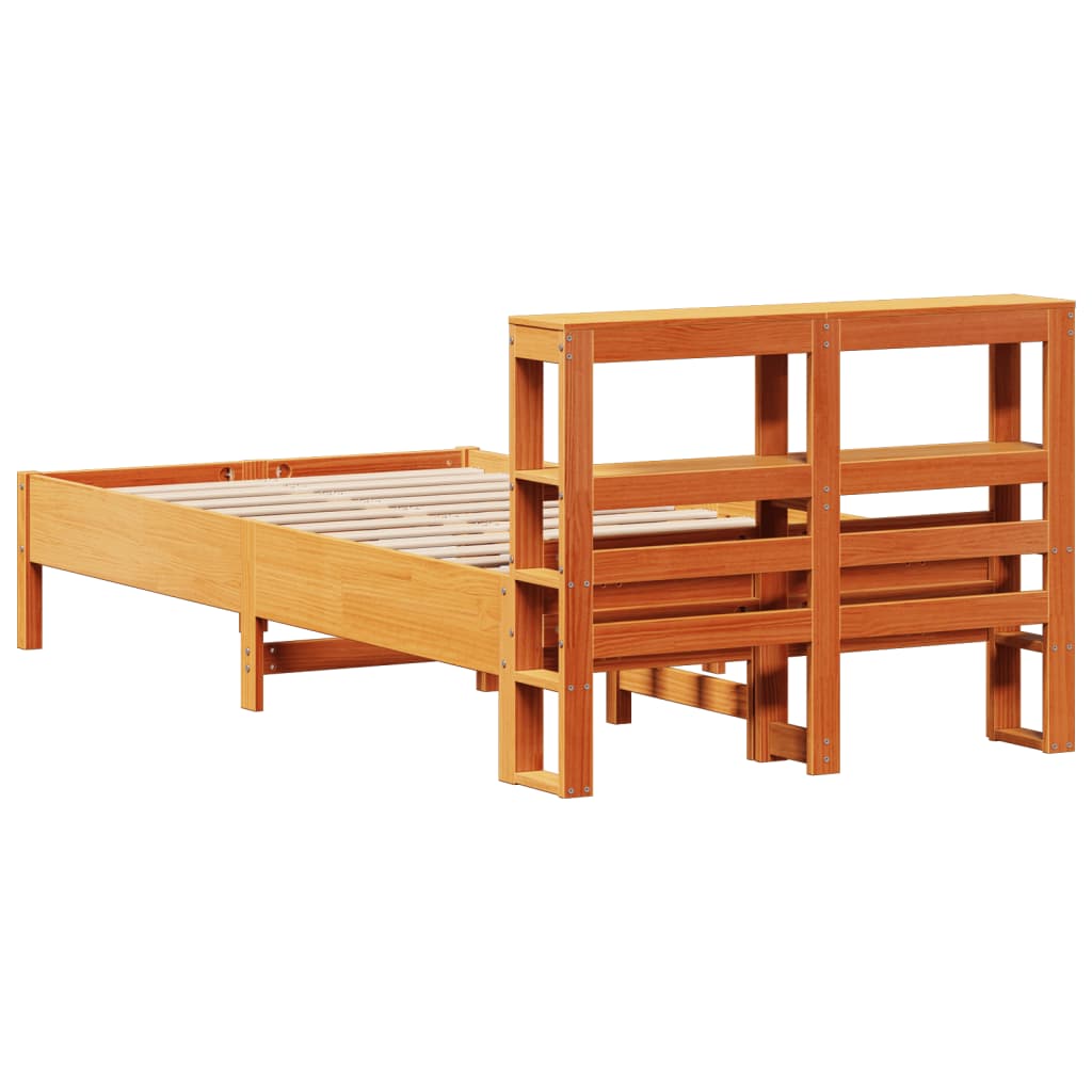 viaszbarna tömör fenyőfa ágy matrac nélkül 120 x 190 cm
