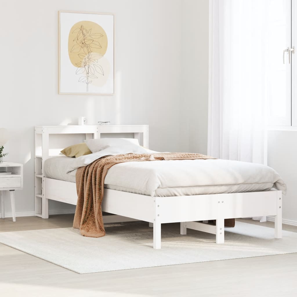 fehér tömör fenyőfa ágykeret matrac nélkül 90 x 190 cm