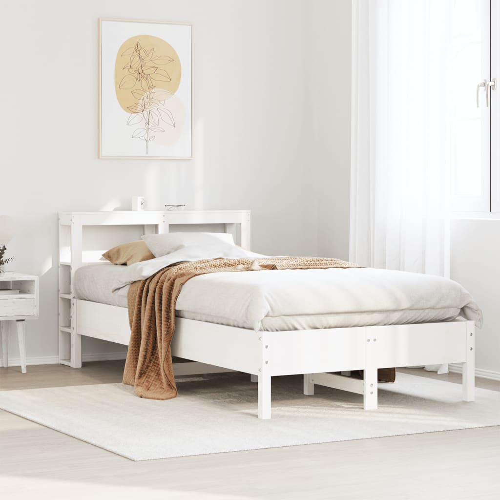 fehér tömör fenyőfa ágy matrac nélkül 75 x 190 cm