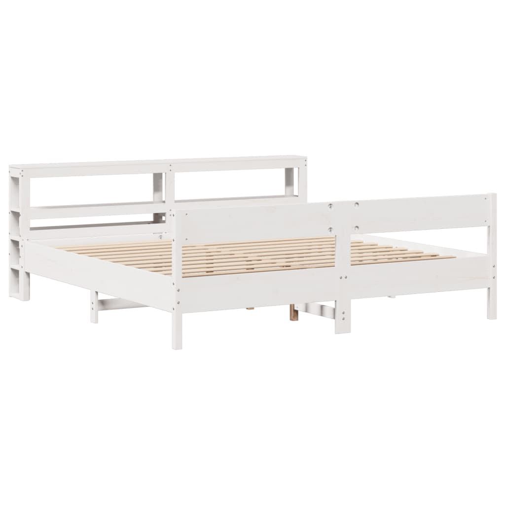 fehér tömör fenyőfa ágy matrac nélkül 200 x 200 cm