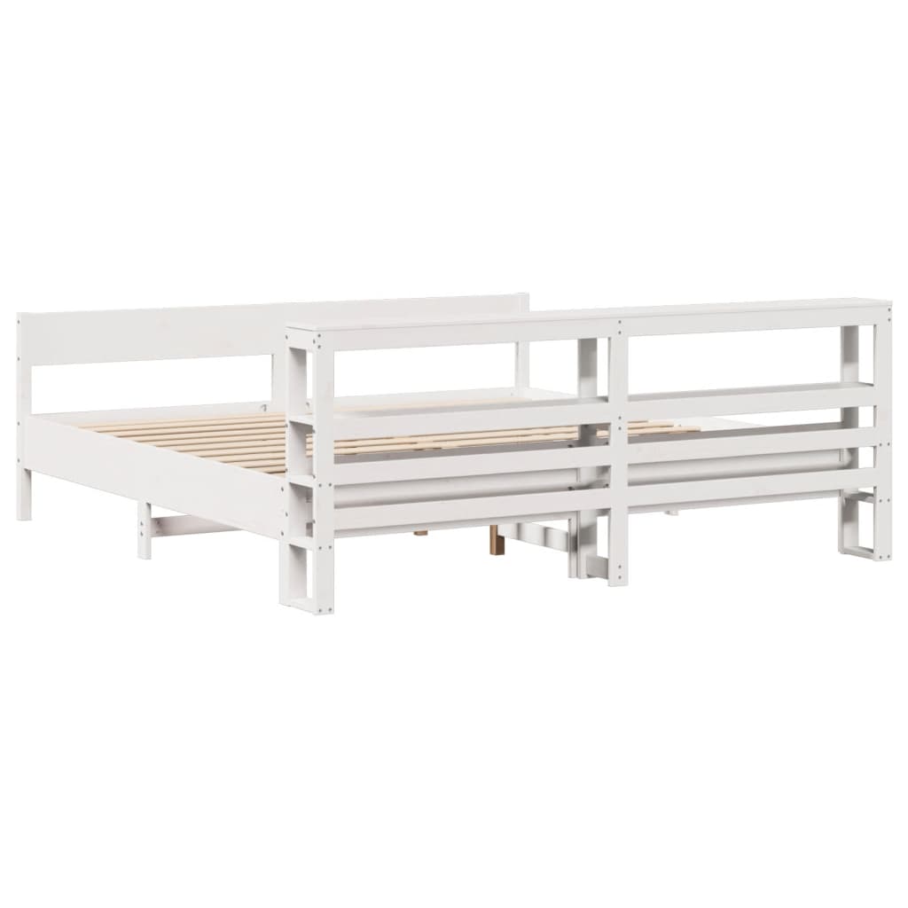 fehér tömör fenyőfa ágy matrac nélkül 200 x 200 cm
