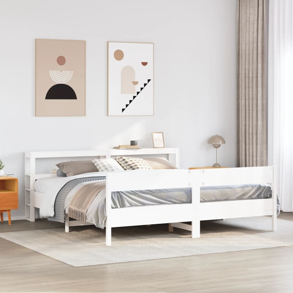 fehér tömör fenyőfa ágy matrac nélkül 200 x 200 cm