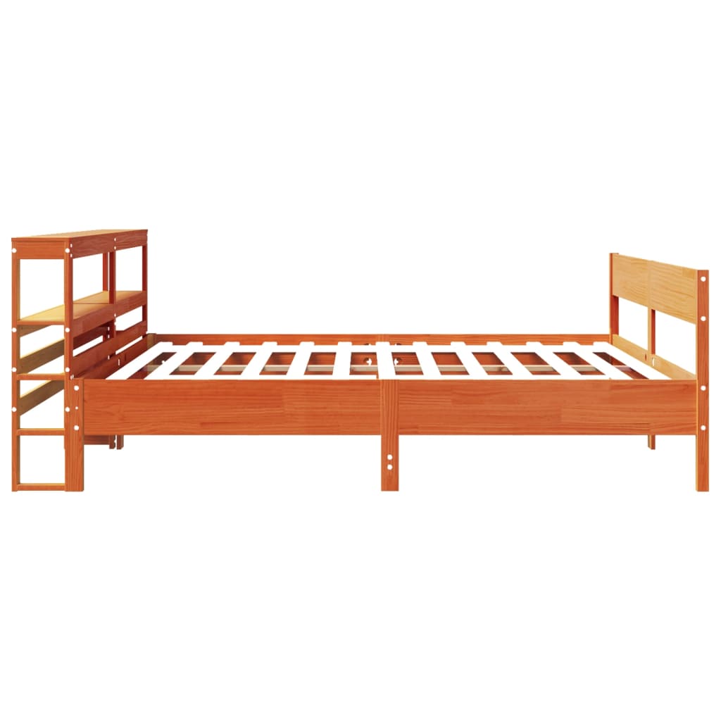viaszbarna tömör fenyőfa ágy matrac nélkül 200 x 200 cm