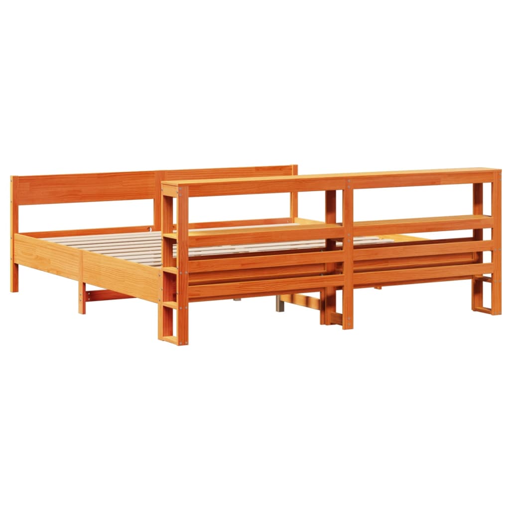 viaszbarna tömör fenyőfa ágy matrac nélkül 200 x 200 cm