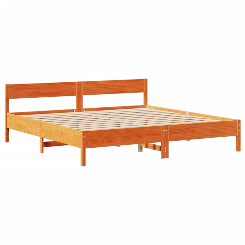 viaszbarna tömör fenyőfa ágy matrac nélkül 200 x 200 cm