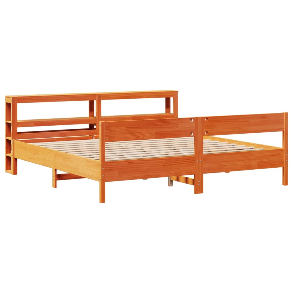 viaszbarna tömör fenyőfa ágy matrac nélkül 180 x 200 cm