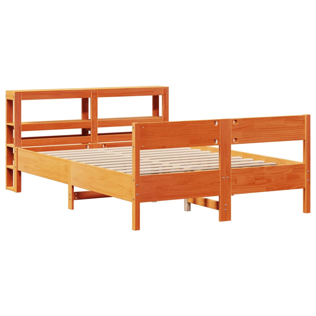 viaszbarna tömör fenyőfa ágy matrac nélkül 160 x 200 cm