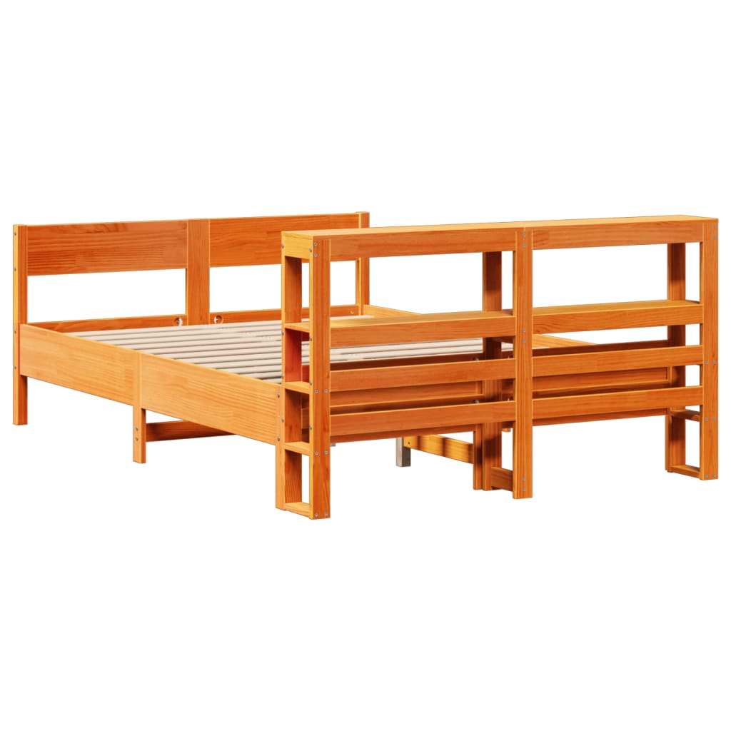 viaszbarna tömör fenyőfa ágy matrac nélkül 160 x 200 cm