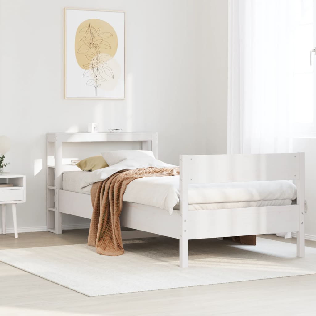 fehér tömör fenyőfa ágy matrac nélkül 90 x 200 cm