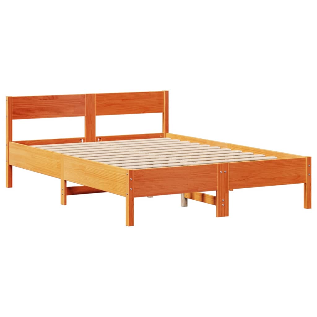 viaszbarna tömör fenyőfa ágy matrac nélkül 120 x 190 cm