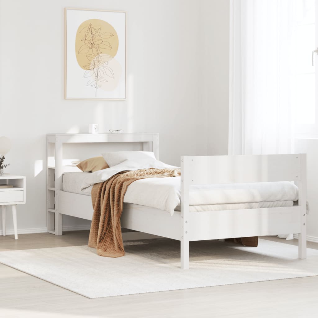 fehér tömör fenyőfa ágy matrac nélkül 75 x 190 cm