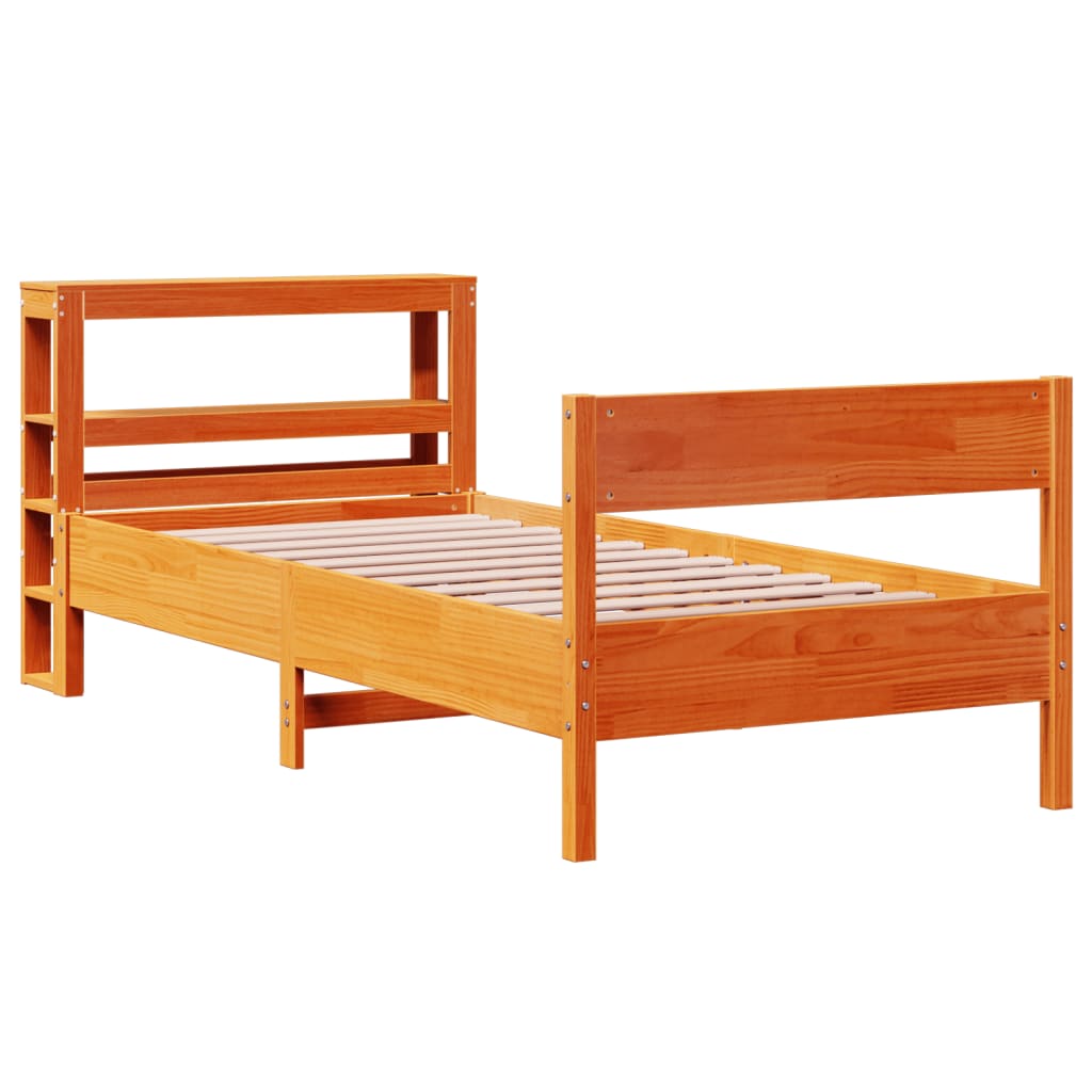viaszbarna tömör fenyőfa ágy matrac nélkül 75 x 190 cm