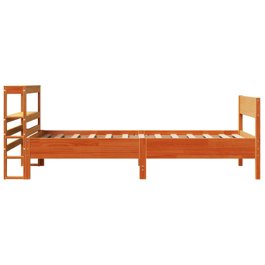 viaszbarna tömör fenyőfa ágy matrac nélkül 75 x 190 cm