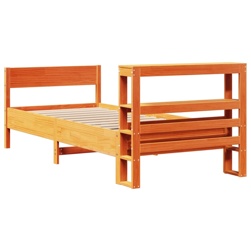 viaszbarna tömör fenyőfa ágy matrac nélkül 75 x 190 cm