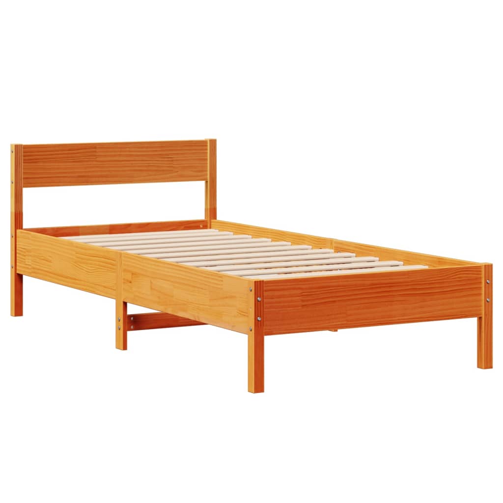 viaszbarna tömör fenyőfa ágy matrac nélkül 75 x 190 cm