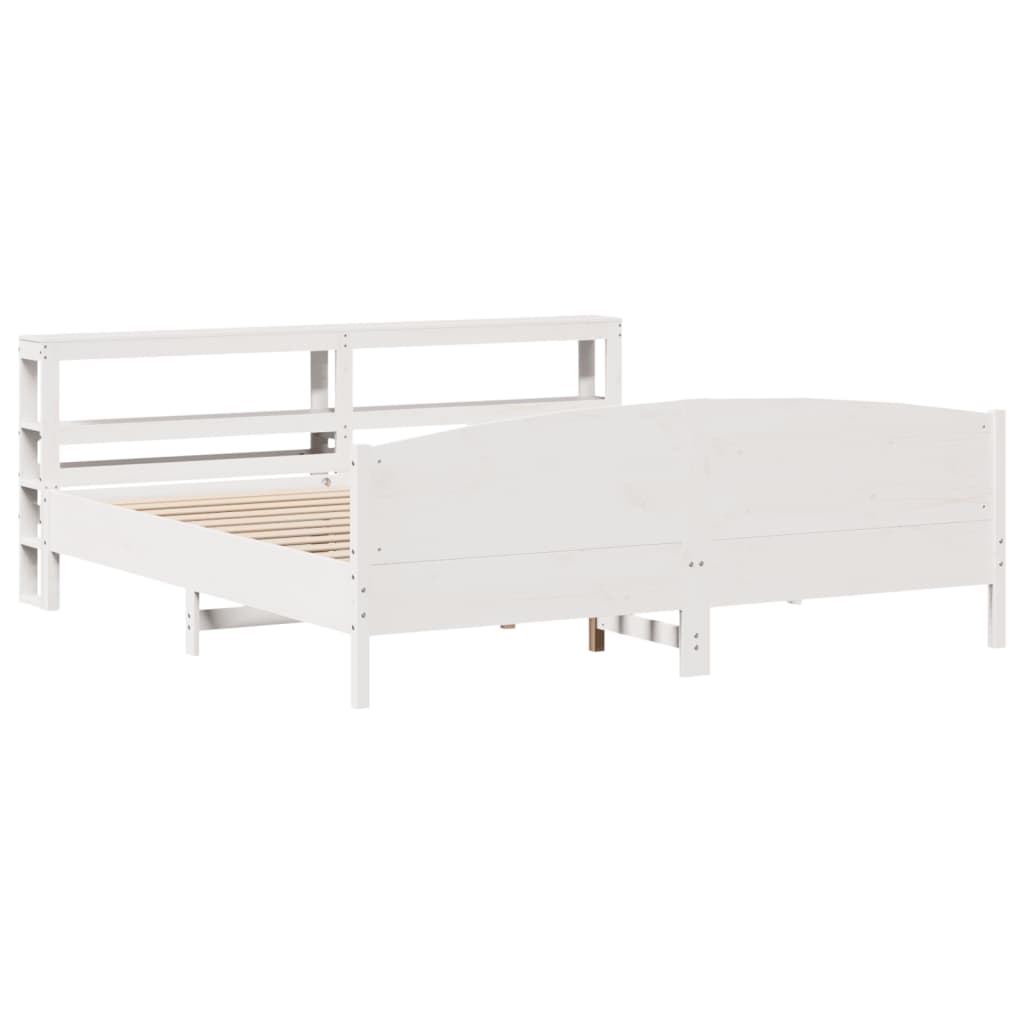 fehér tömör fenyőfa ágy matrac nélkül 200 x 200 cm