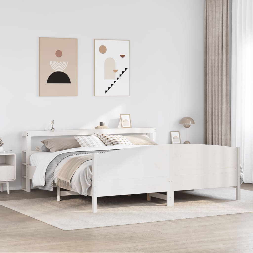 fehér tömör fenyőfa ágy matrac nélkül 200 x 200 cm