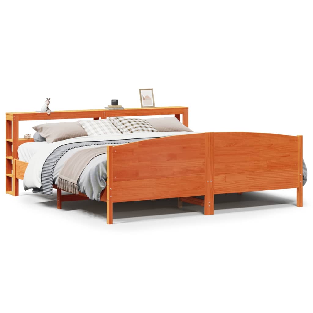 viaszbarna tömör fenyőfa ágy matrac nélkül 200 x 200 cm