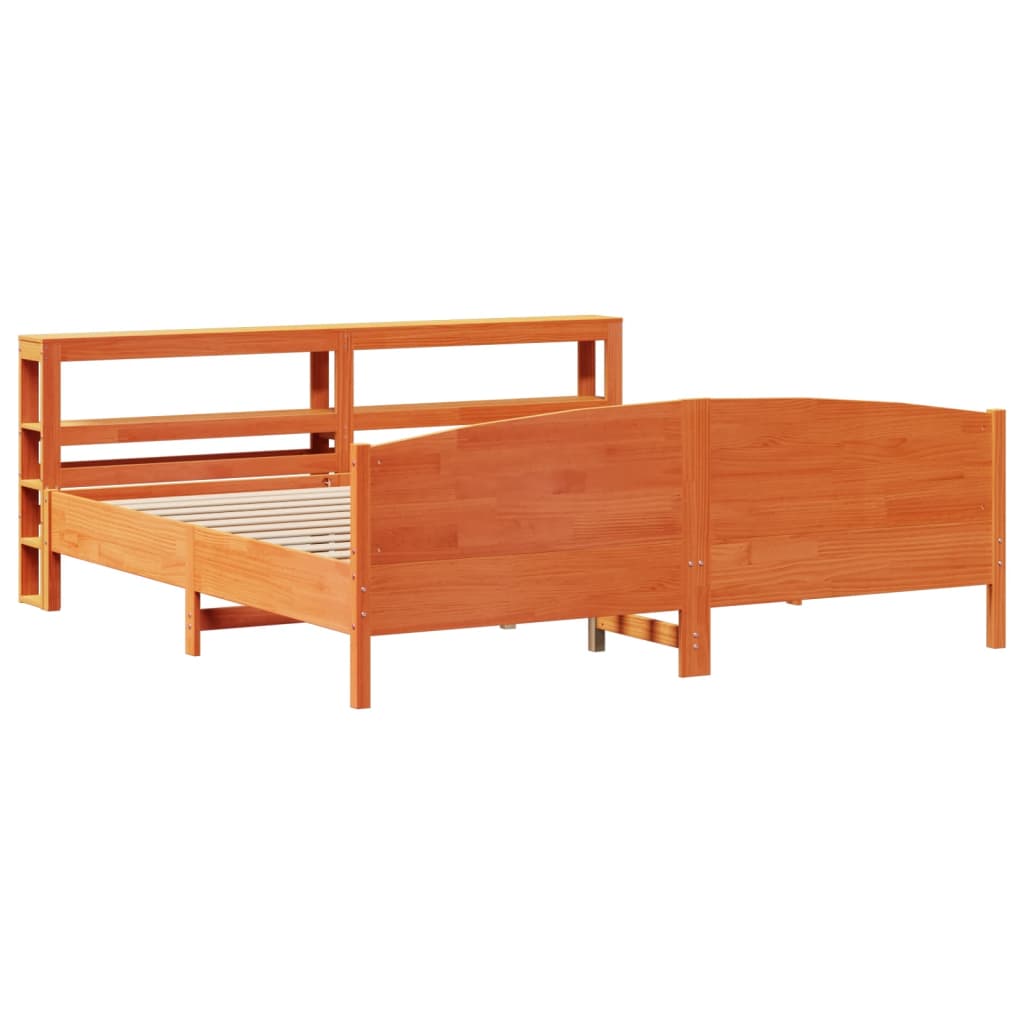 viaszbarna tömör fenyőfa ágy matrac nélkül 200 x 200 cm