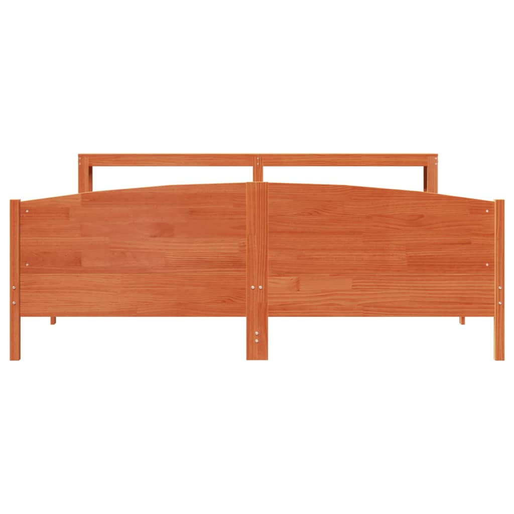 viaszbarna tömör fenyőfa ágy matrac nélkül 200 x 200 cm