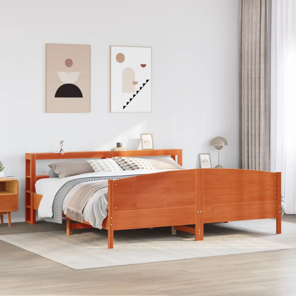 viaszbarna tömör fenyőfa ágy matrac nélkül 200 x 200 cm
