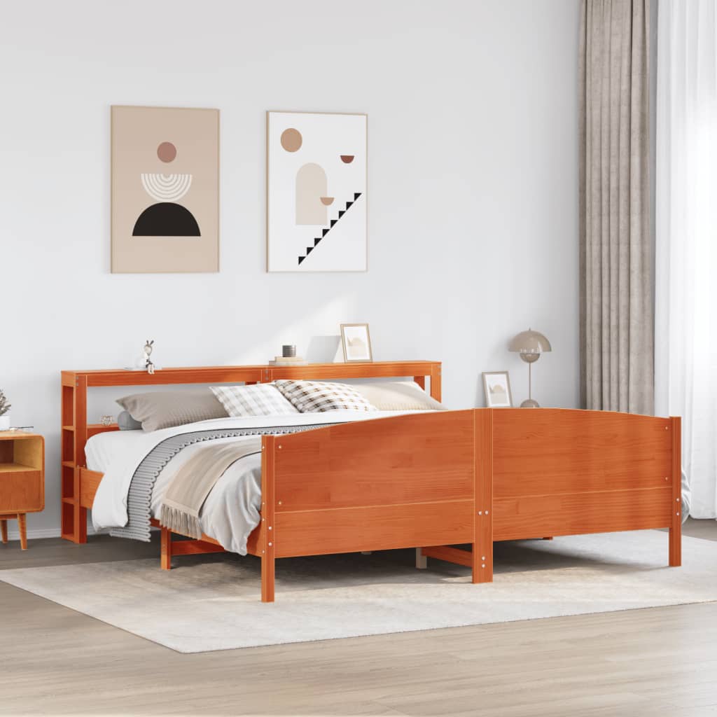 viaszbarna tömör fenyőfa ágy matrac nélkül 180 x 200 cm