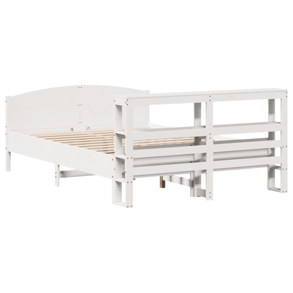 fehér tömör fenyőfa ágy matrac nélkül 135 x 190 cm