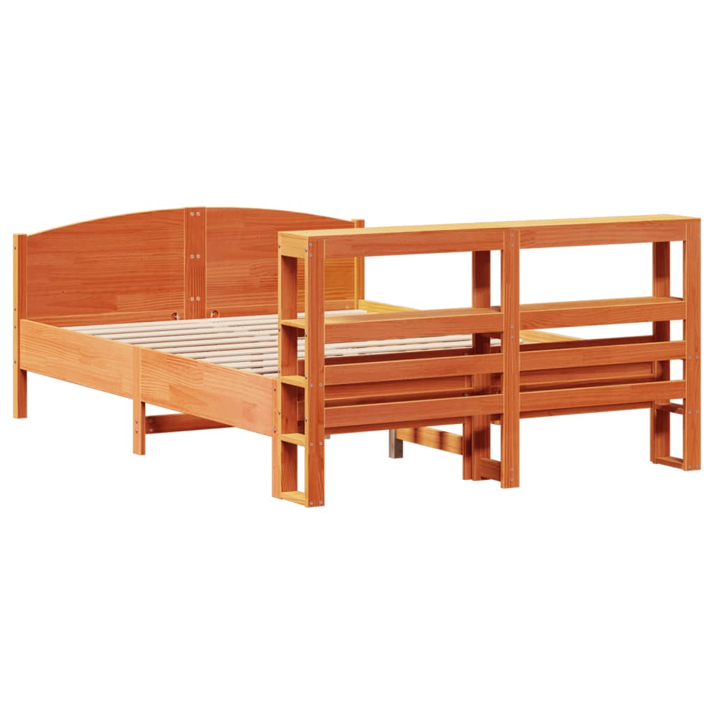 viaszbarna tömör fenyőfa ágy matrac nélkül 120 x 190 cm
