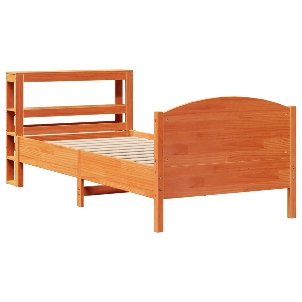 viaszbarna tömör fenyőfa ágy matrac nélkül 100 x 200 cm
