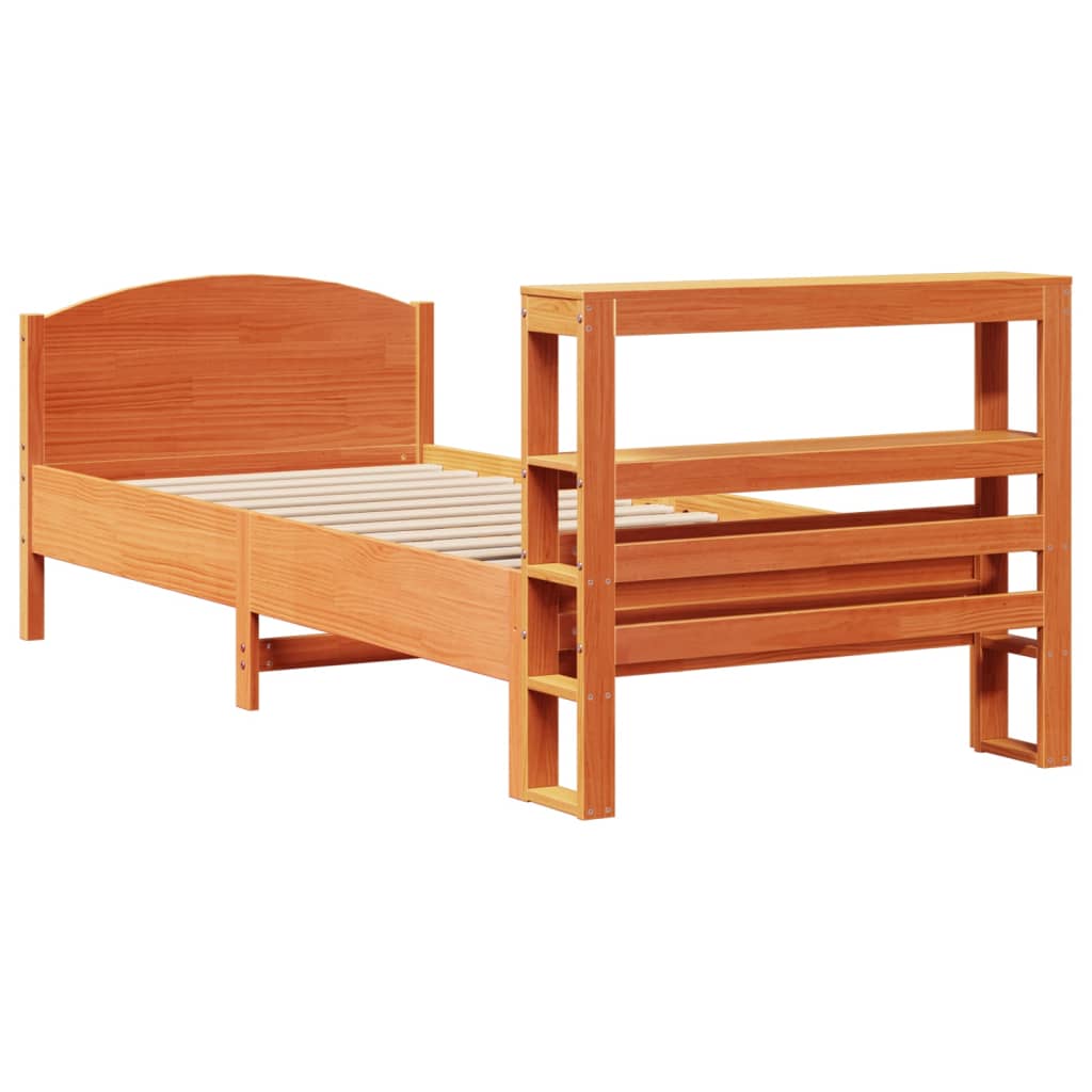 viaszbarna tömör fenyőfa ágy matrac nélkül 100 x 200 cm