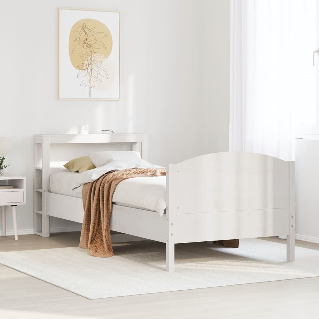 fehér tömör fenyőfa ágy matrac nélkül 90 x 200 cm
