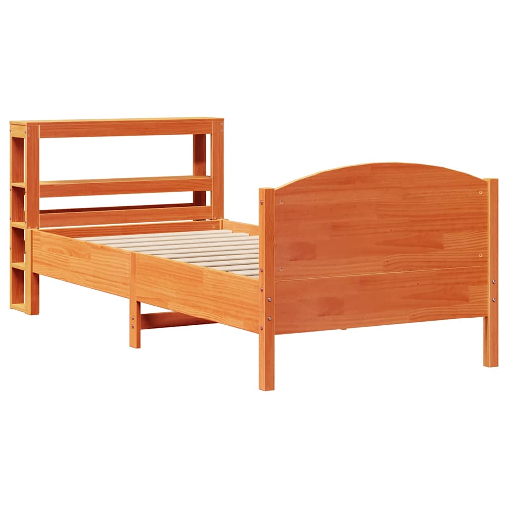 viaszbarna tömör fenyőfa ágy matrac nélkül 75 x 190 cm