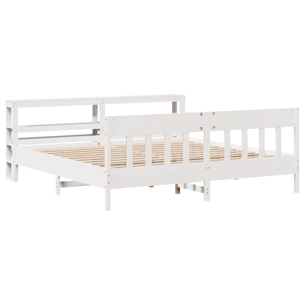 fehér tömör fenyőfa ágy matrac nélkül 200 x 200 cm