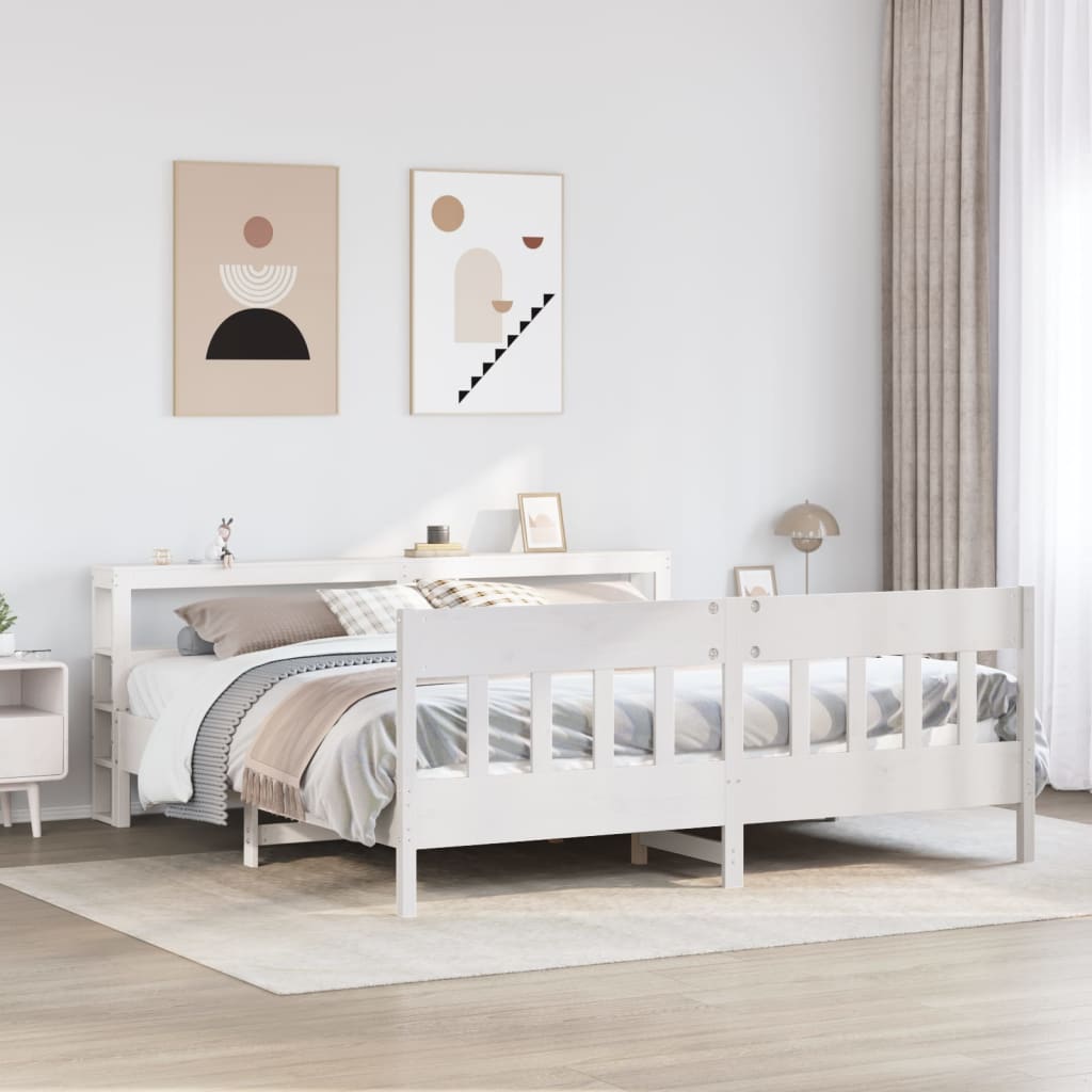fehér tömör fenyőfa ágy matrac nélkül 200 x 200 cm