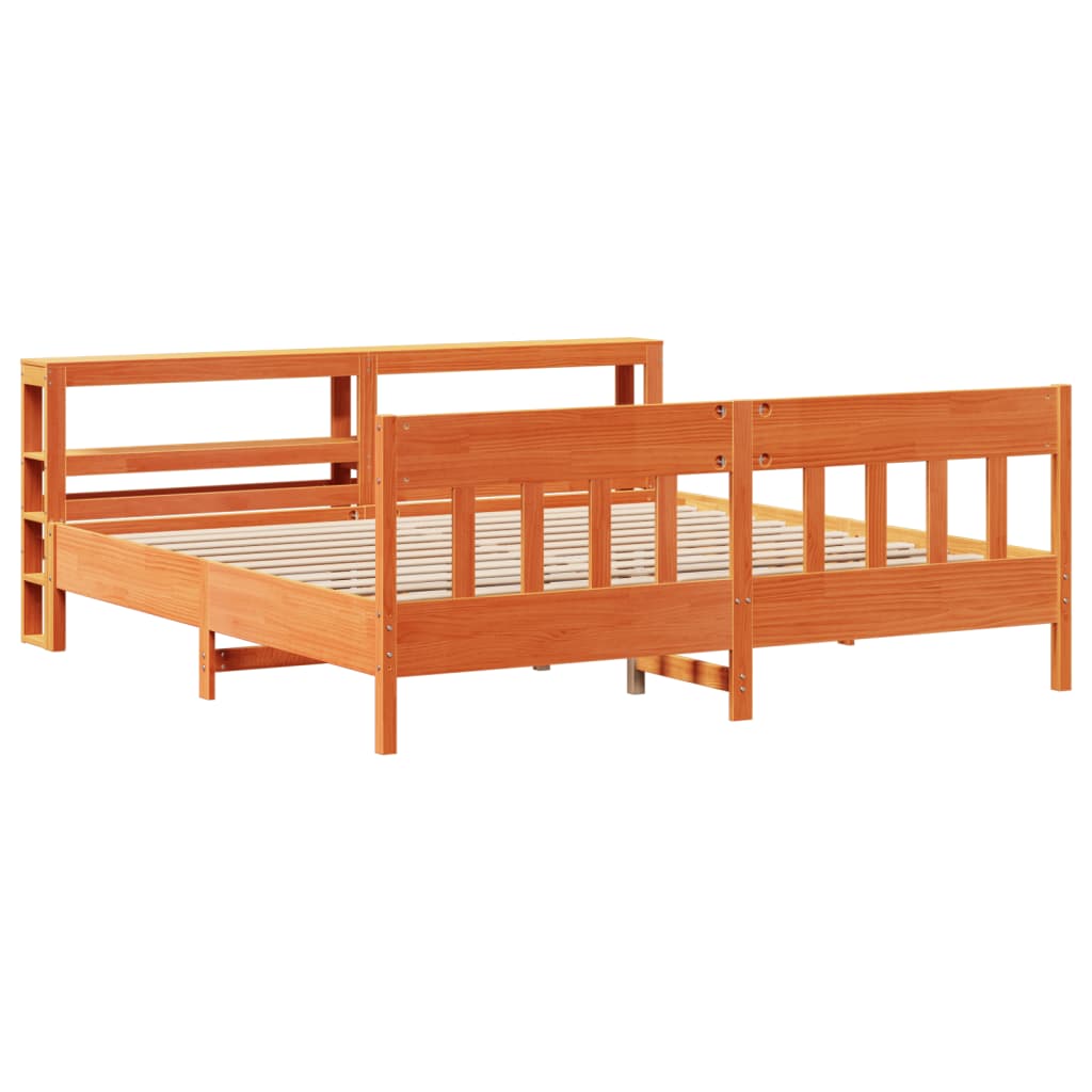 viaszbarna tömör fenyőfa ágy matrac nélkül 200 x 200 cm
