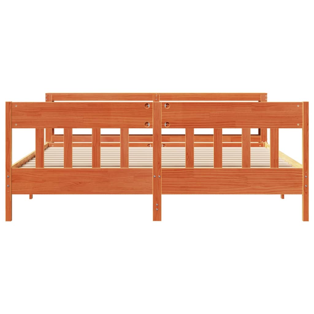 viaszbarna tömör fenyőfa ágy matrac nélkül 200 x 200 cm