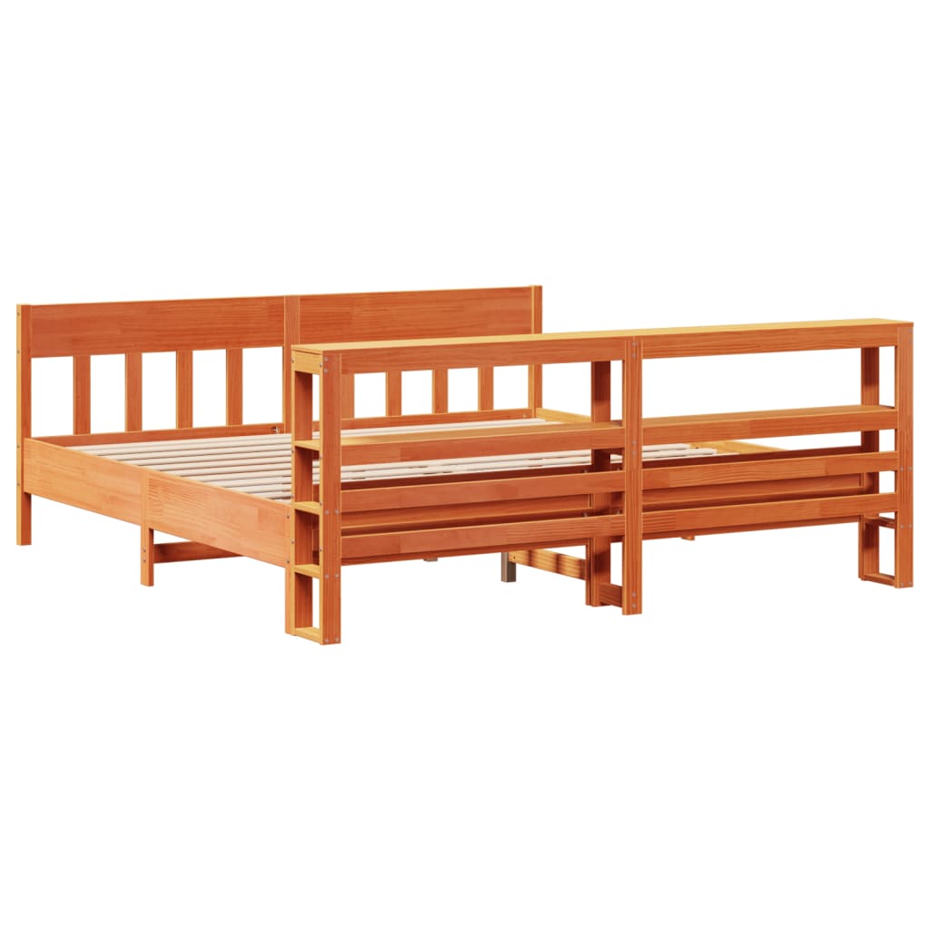 viaszbarna tömör fenyőfa ágy matrac nélkül 200 x 200 cm