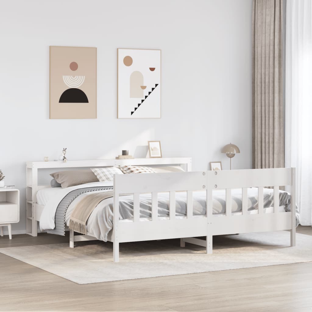 fehér tömör fenyőfa ágy matrac nélkül 180 x 200 cm