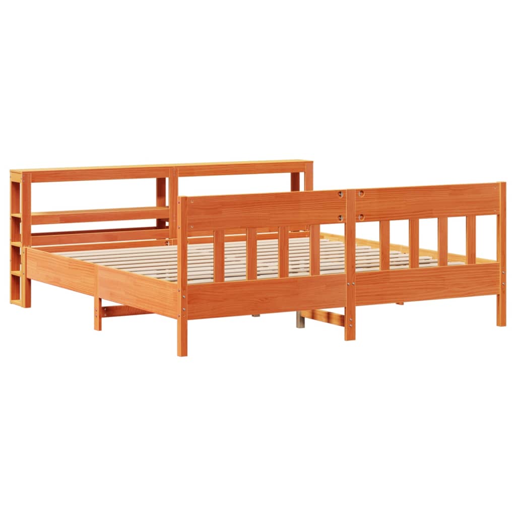 viaszbarna tömör fenyőfa ágy matrac nélkül 180 x 200 cm