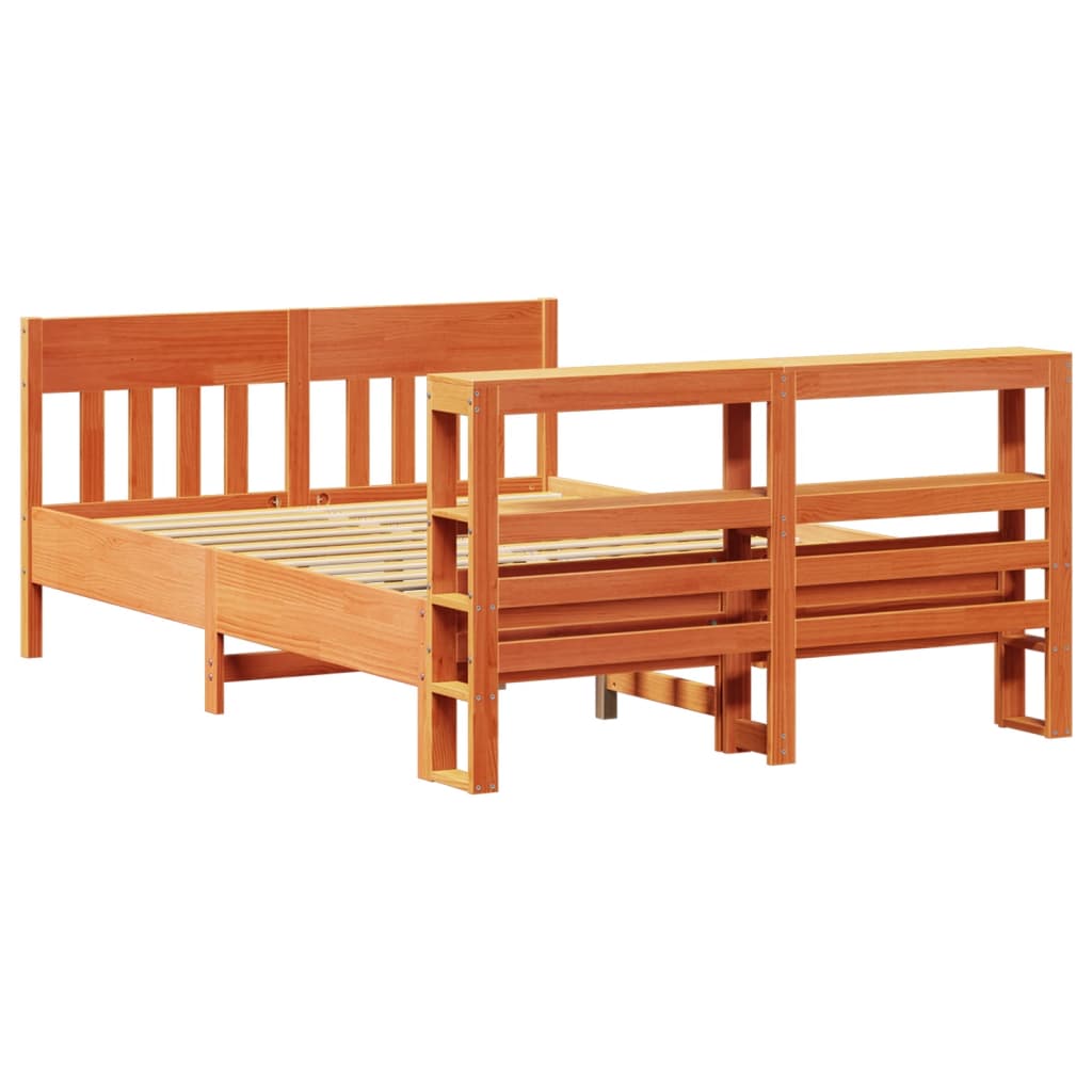 viaszbarna tömör fenyőfa ágy matrac nélkül 150 x 200 cm