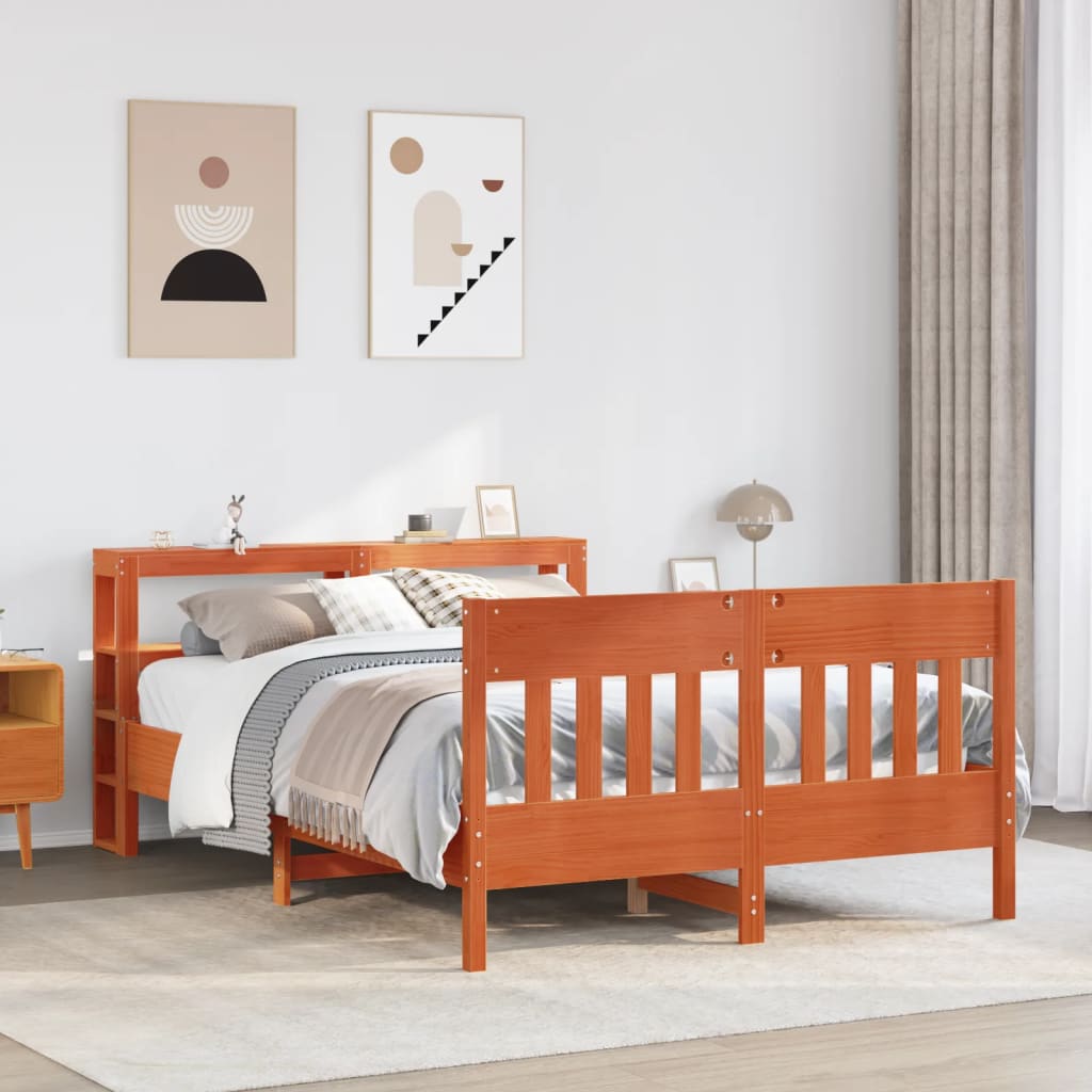 viaszbarna tömör fenyőfa ágy matrac nélkül 150 x 200 cm