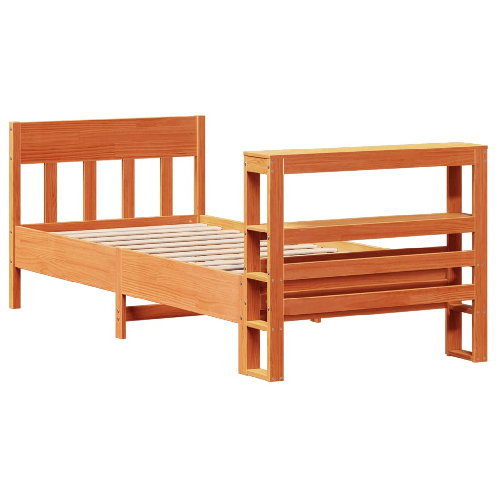 viaszbarna tömör fenyőfa ágy matrac nélkül 100 x 200 cm