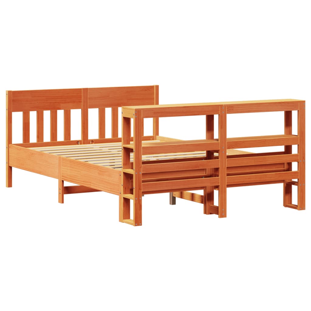 viaszbarna tömör fenyőfa ágy matrac nélkül 120 x 190 cm